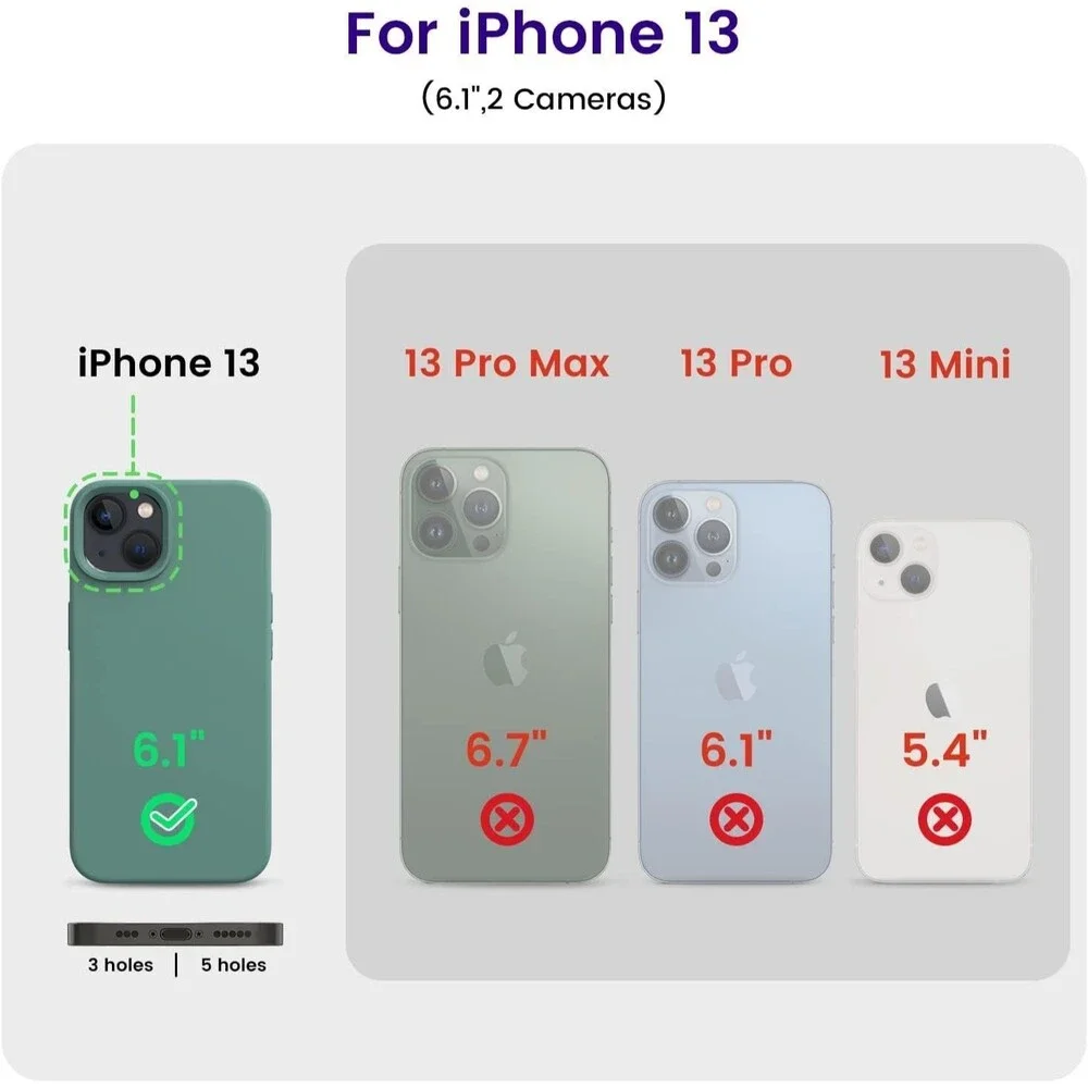 Designed for iPhone 13 Phone Case, Silicone Shockproof - 6.1